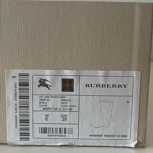Burberry Haymarket Rainboots with Original Box - Picture 6 of 7